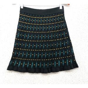 Missoni Wool Knit A Line Skirt Womens 42 6 Black Green Business Career Teacher